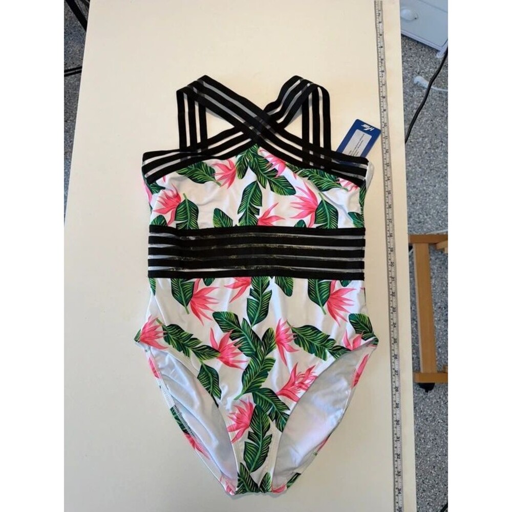 Hilor Tropical Print One-Piece Swimsuit US Large